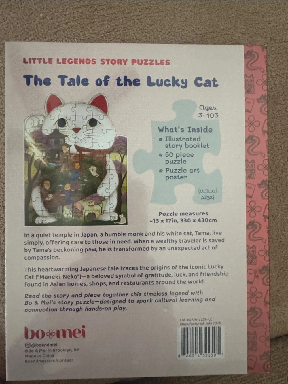 Puzzle The Tale of the Lucky Cat - Pink & White 50-Piece Cat Story Puzzle